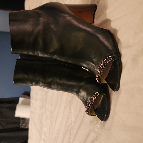 Chanel Lambskin CC Chain Peep Toe Short Boots - Picture 4 of 4